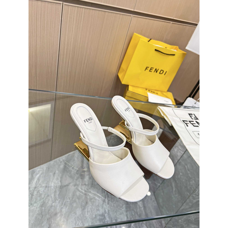 F**di first white leather high-heeled sandals