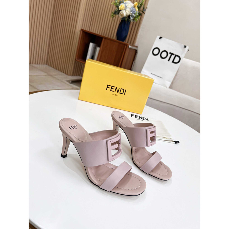 F**di women\''s pink ff baguette heeled sandal