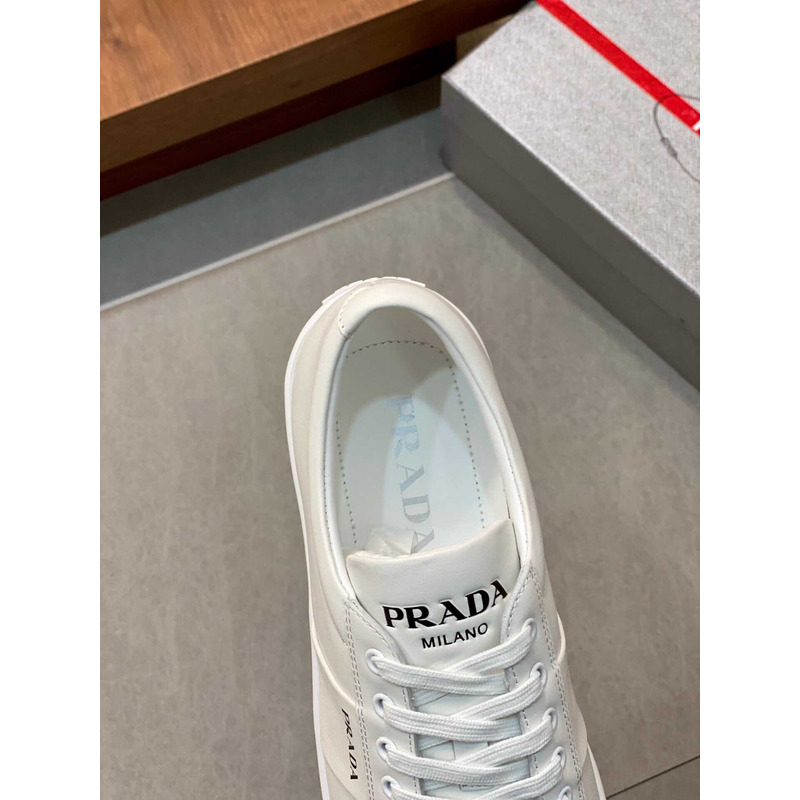 Pra*a brushed leather and leather sneakers