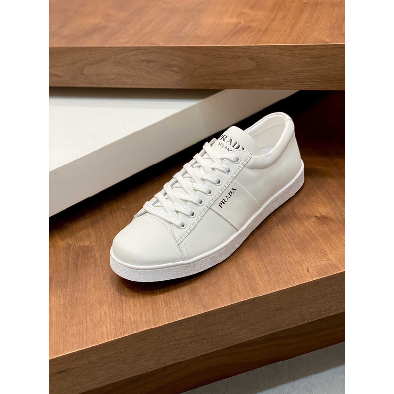 Pra*a brushed leather and leather sneakers