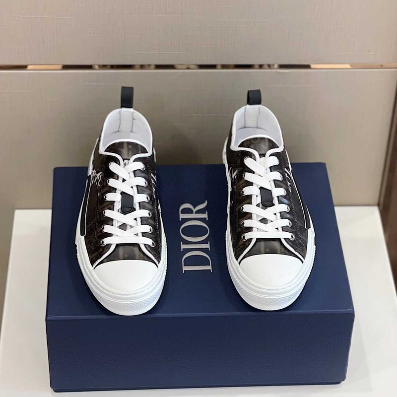 D*or essentials  b23 low-top sneaker black and white D*or oblique canvas