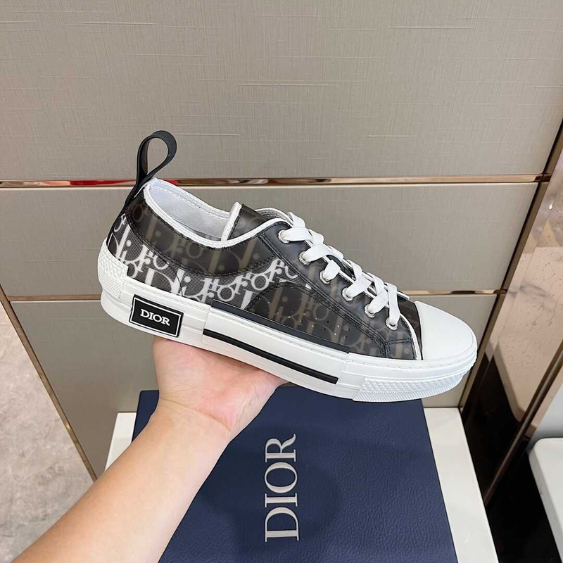 D*or essentials  b23 low-top sneaker black and white D*or oblique canvas