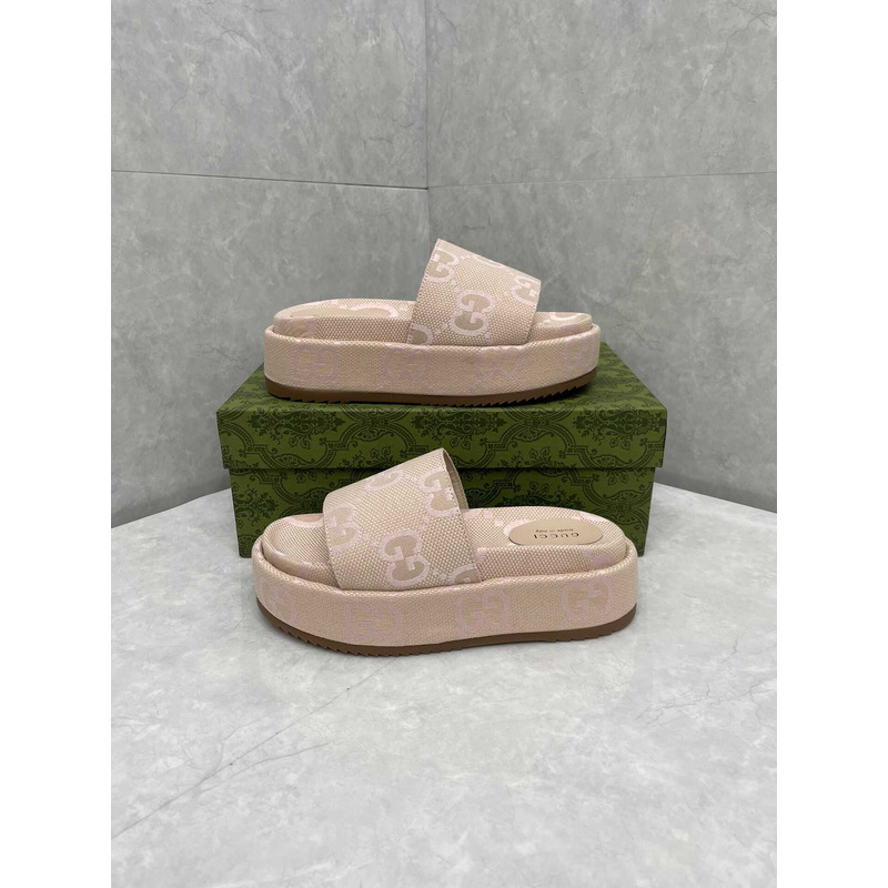 G*u*i women\''s jumbo gg platform slide sandal beige