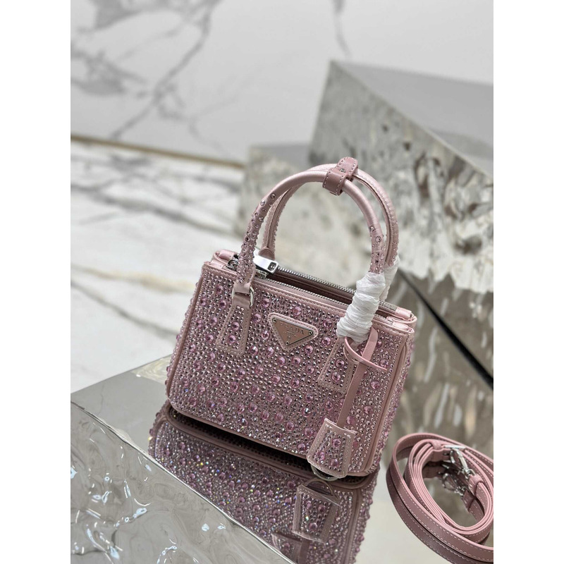 Pra*aPra*a mini galleria crystal-embellished tote bag pink