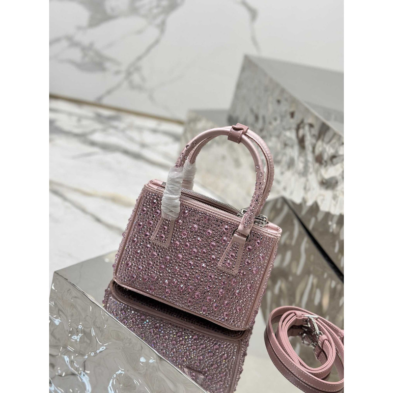 Pra*aPra*a mini galleria crystal-embellished tote bag pink