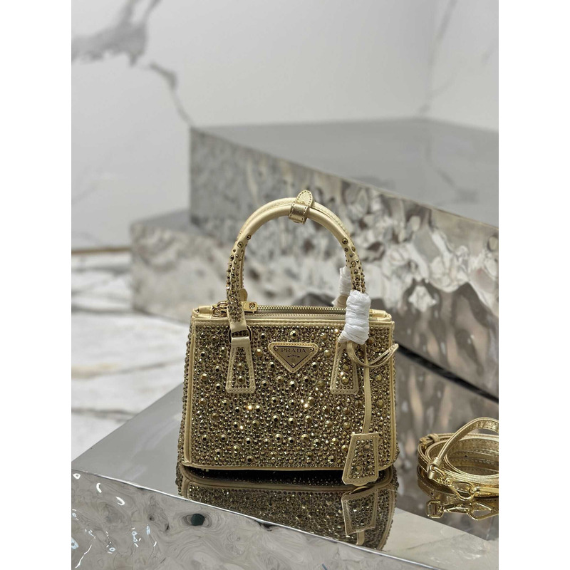 Pra*aPra*a mini galleria crystal-embellished tote bag yellow