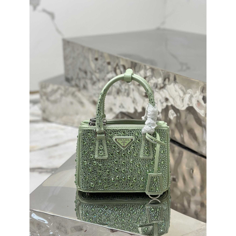 Pra*aPra*a mini galleria crystal-embellished tote bag green