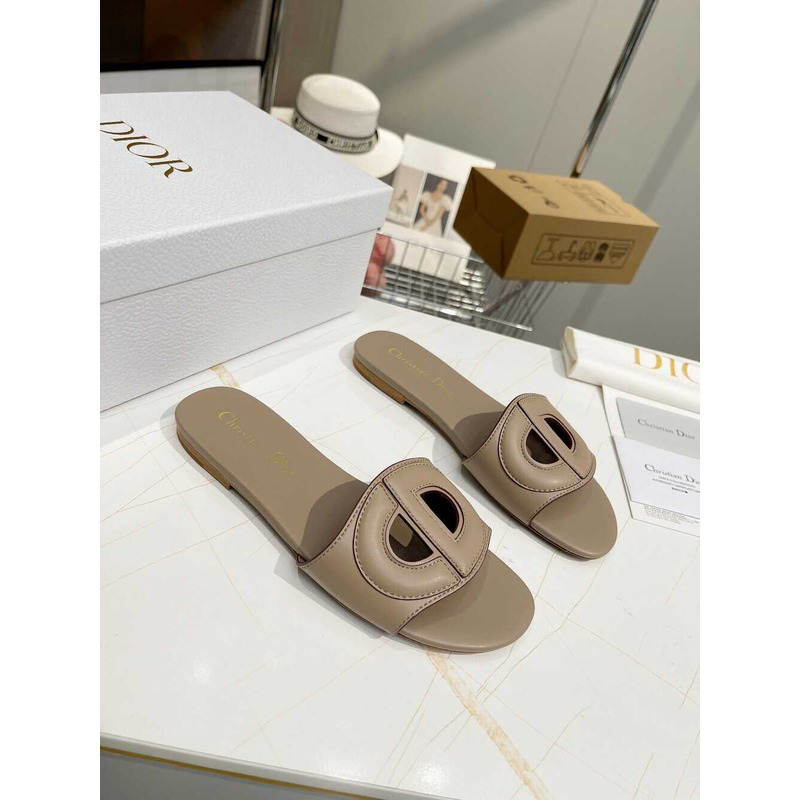 D*or d-club slide calfskin grey brown