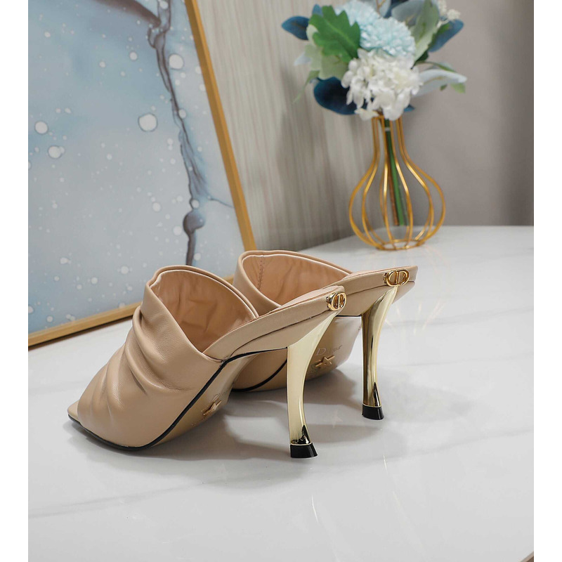 D*or d-fame heeled sandal pleated lambskin beige