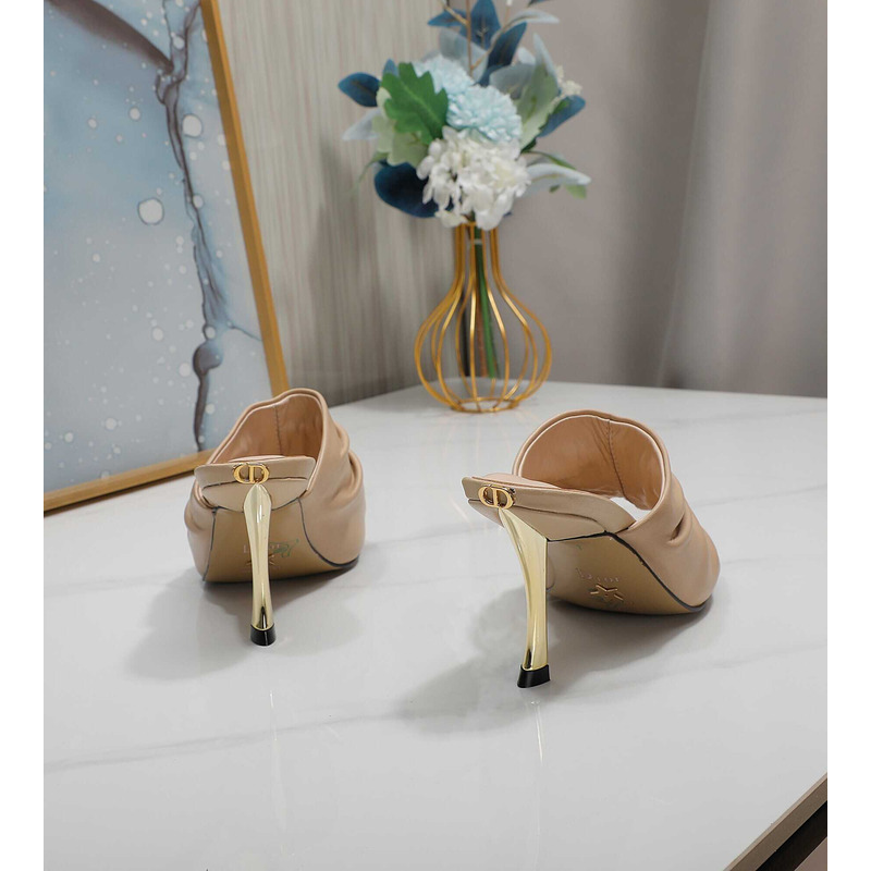 D*or d-fame heeled sandal pleated lambskin beige