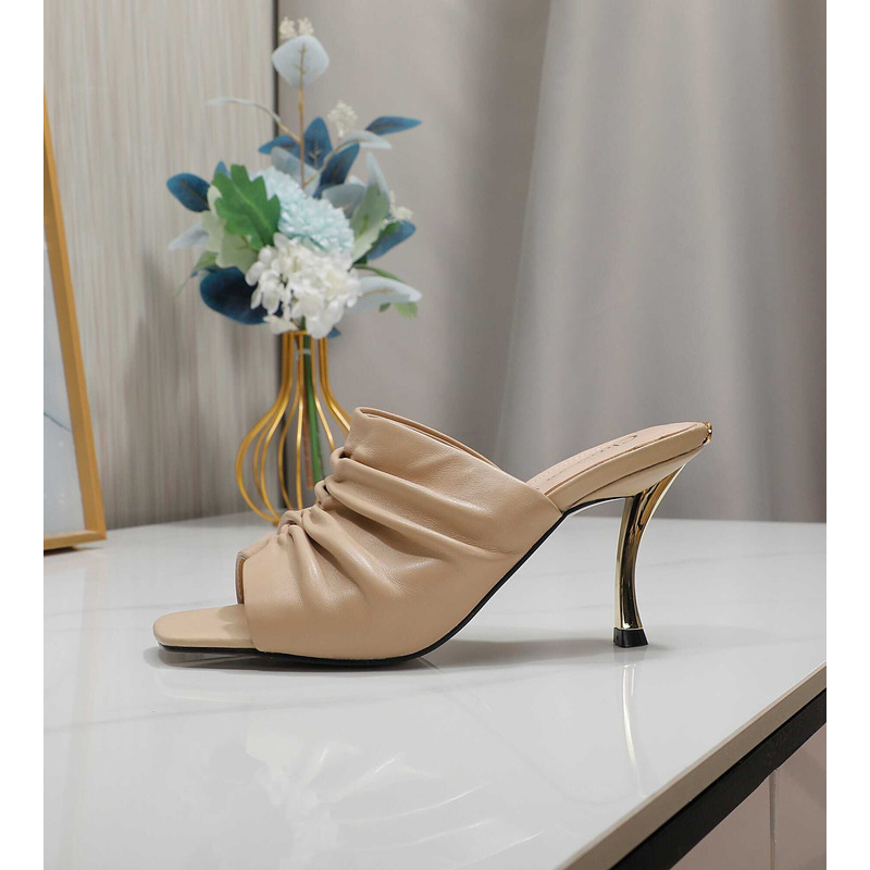 D*or d-fame heeled sandal pleated lambskin beige