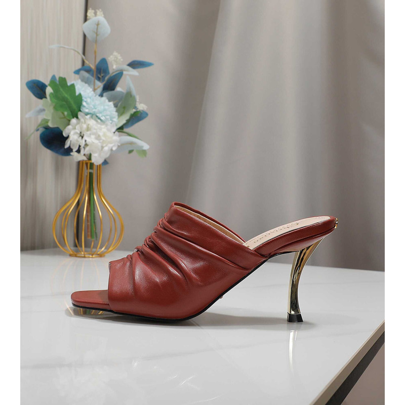 D*or d-fame heeled sandal pleated lambskin red