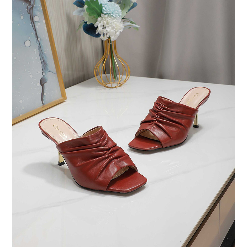 D*or d-fame heeled sandal pleated lambskin red