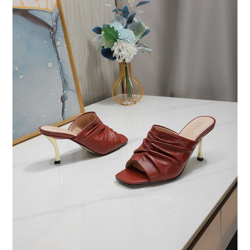 D*or d-fame heeled sandal pleated lambskin red