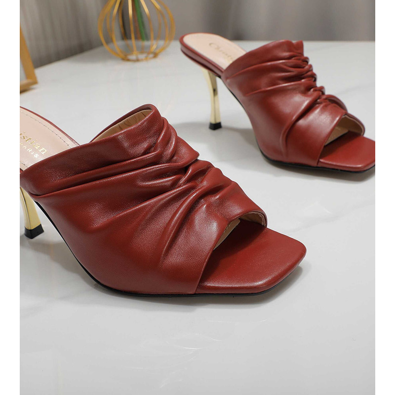 D*or d-fame heeled sandal pleated lambskin red