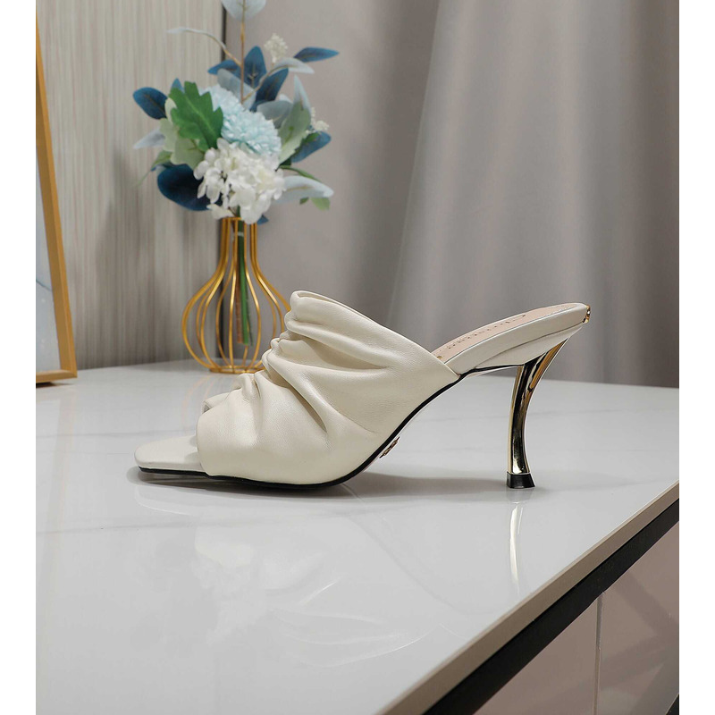 D*or d-fame heeled sandal pleated lambskin white