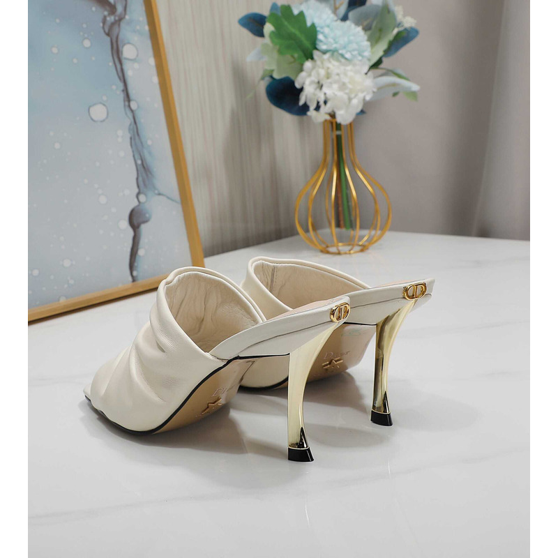 D*or d-fame heeled sandal pleated lambskin white