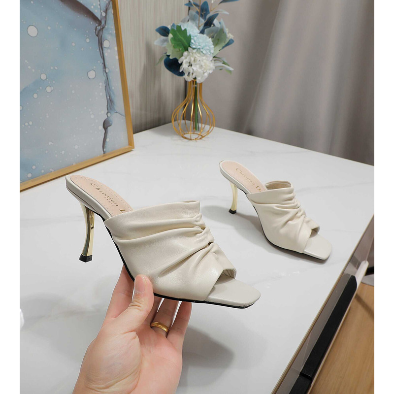 D*or d-fame heeled sandal pleated lambskin white