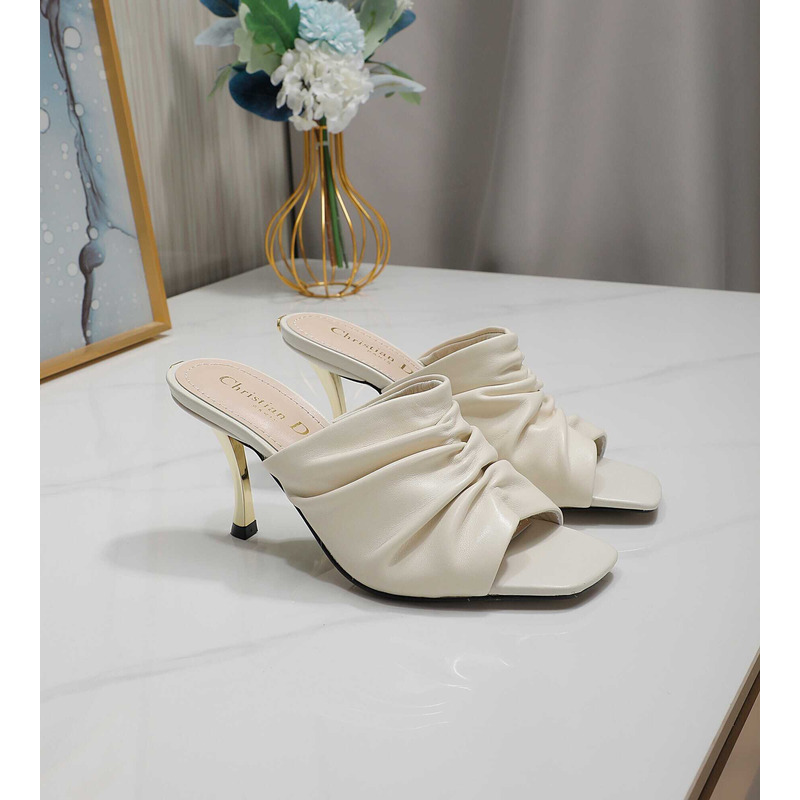 D*or d-fame heeled sandal pleated lambskin white