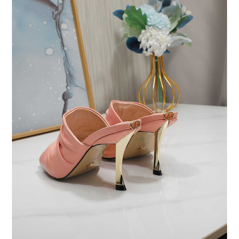 D*or d-fame heeled sandal pleated lambskin pink