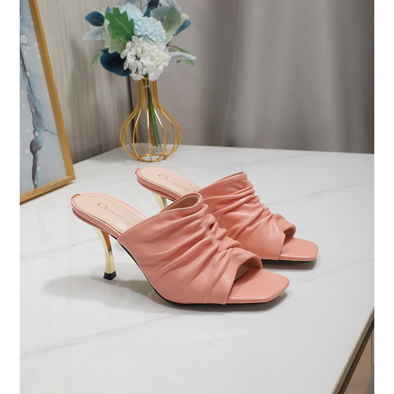 D*or d-fame heeled sandal pleated lambskin pink