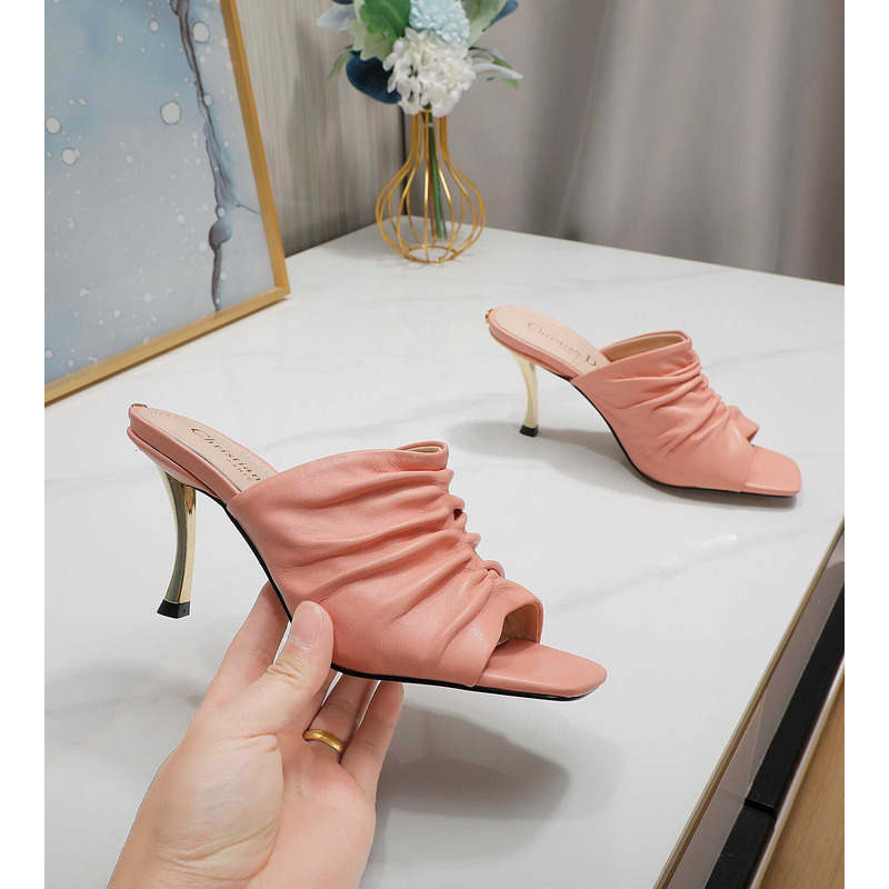 D*or d-fame heeled sandal pleated lambskin pink