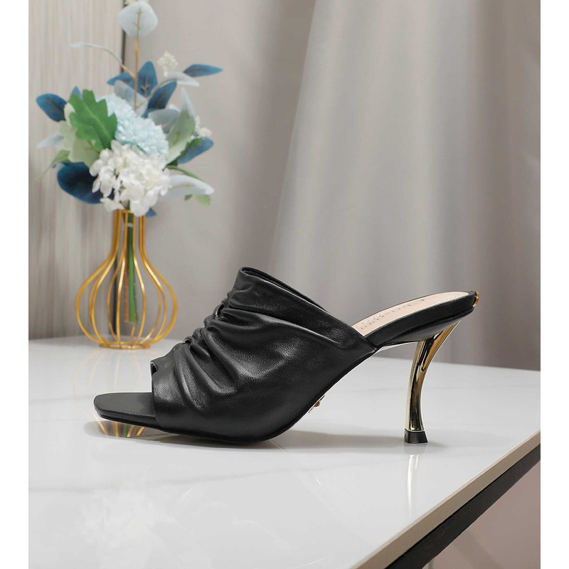 D*or d-fame heeled sandal pleated lambskin black