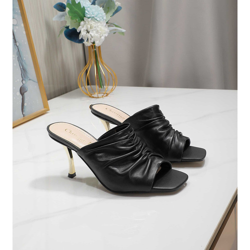 D*or d-fame heeled sandal pleated lambskin black