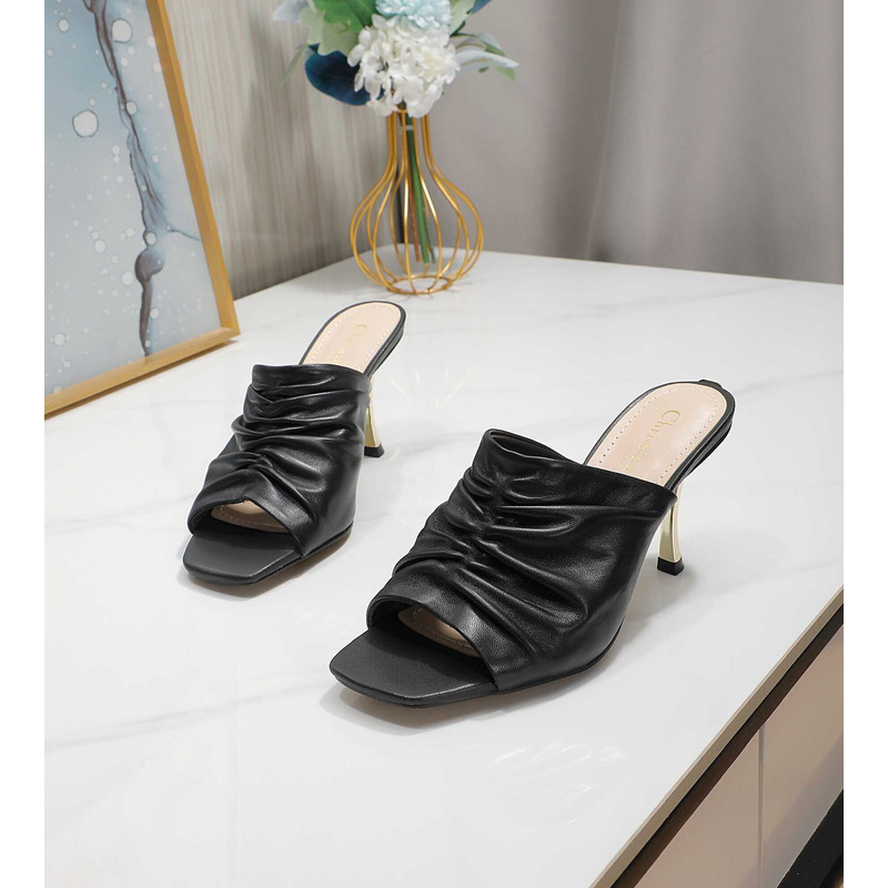 D*or d-fame heeled sandal pleated lambskin black