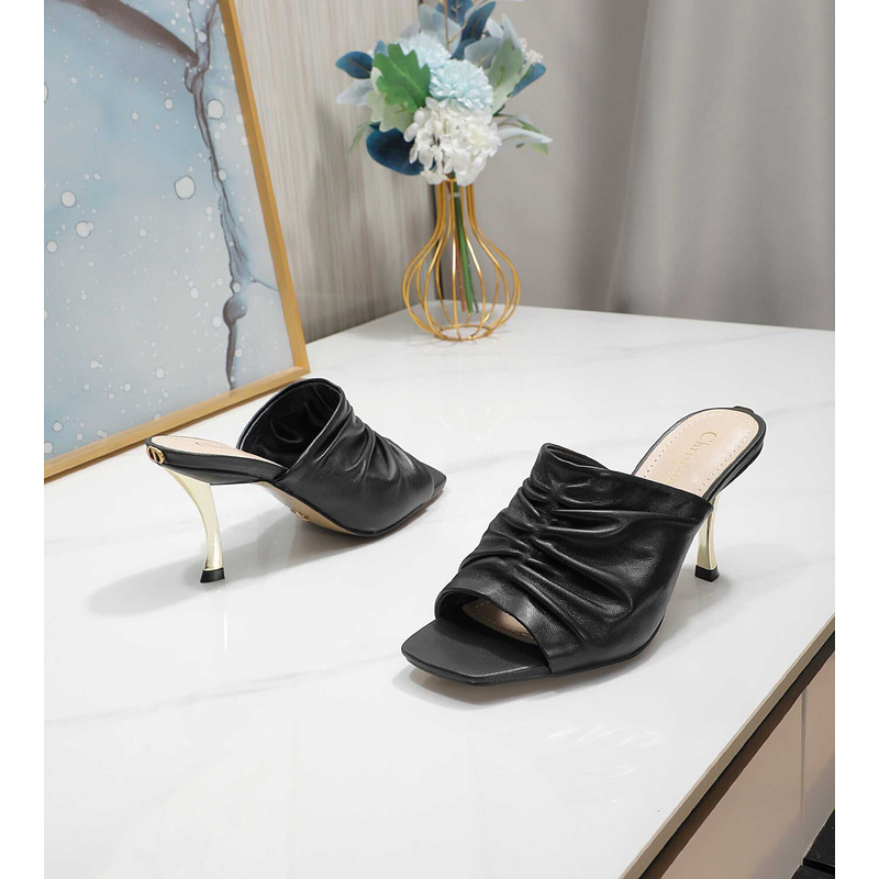 D*or d-fame heeled sandal pleated lambskin black