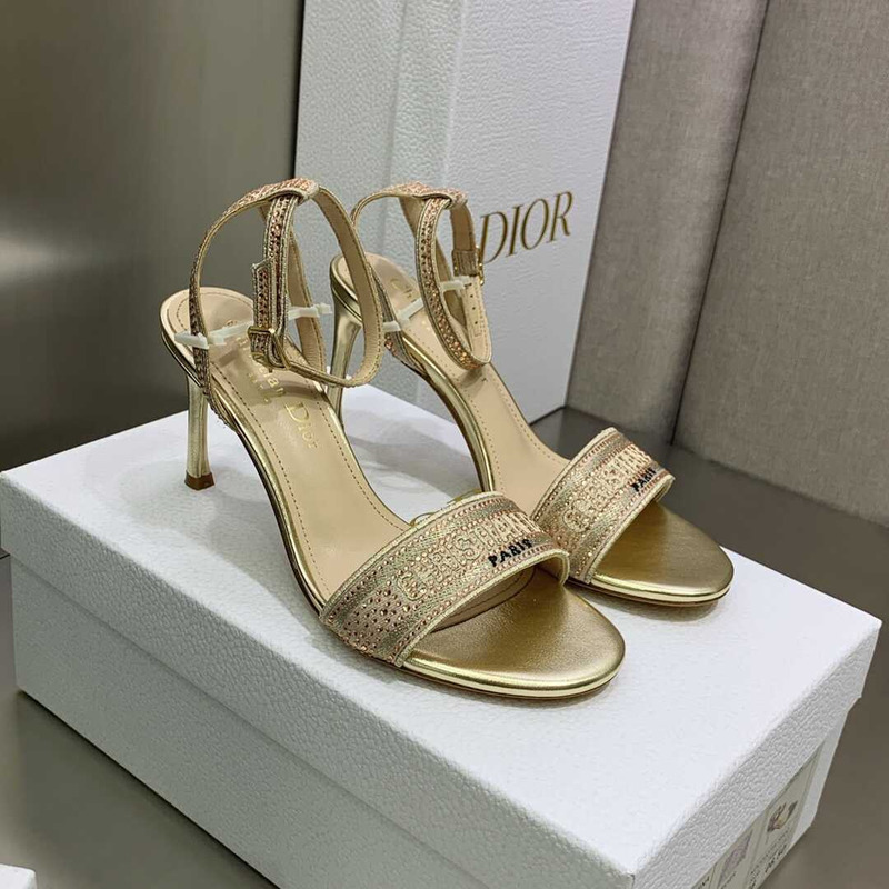 D*or dway heeled sandal silver-tone strass gold