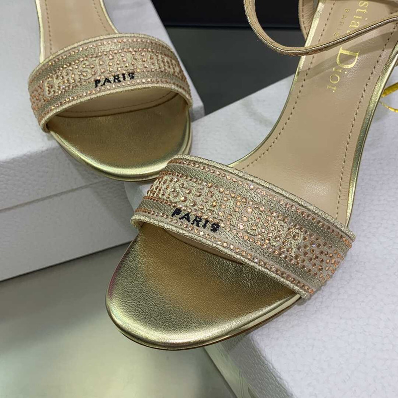 D*or dway heeled sandal silver-tone strass gold