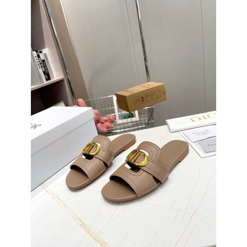 D*or nude leather logo montaigne mules slides