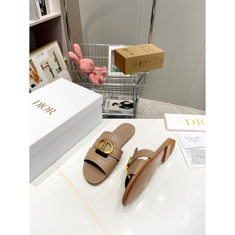 D*or nude leather logo montaigne mules slides