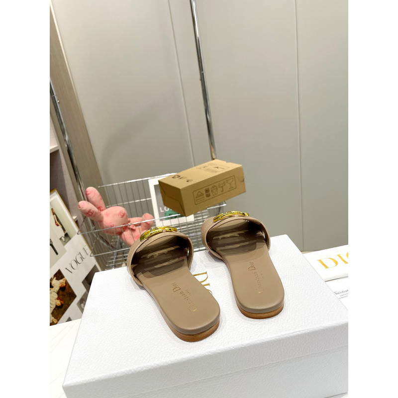 D*or nude leather logo montaigne mules slides