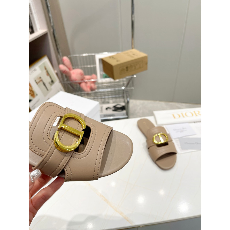 D*or nude leather logo montaigne mules slides