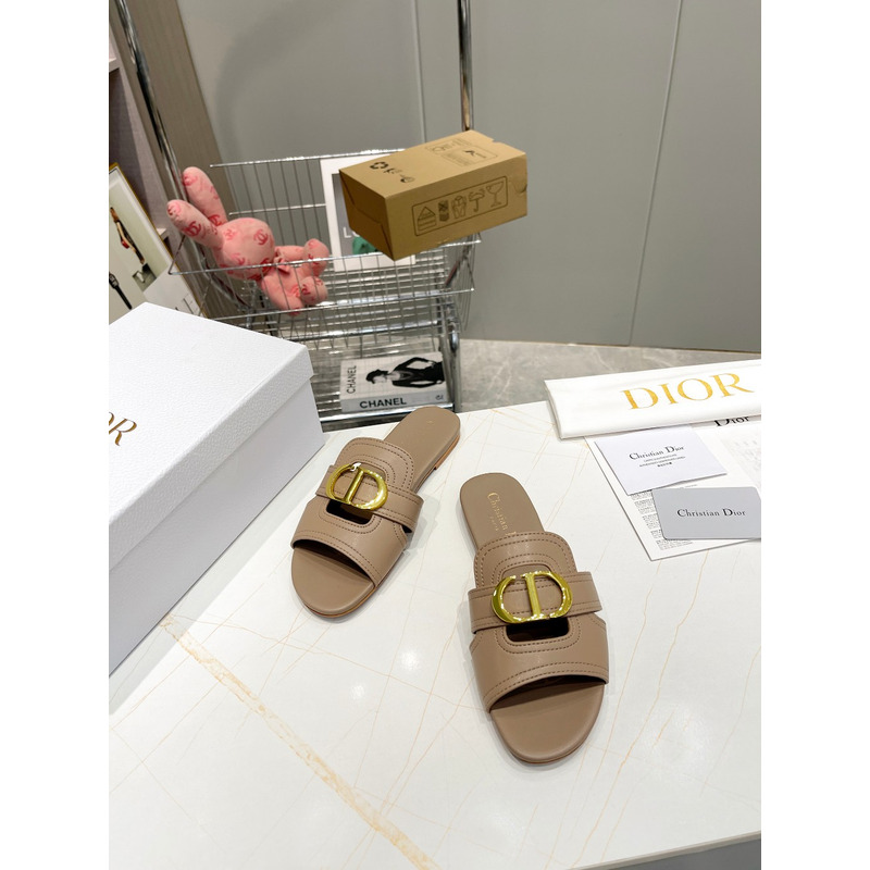 D*or nude leather logo montaigne mules slides