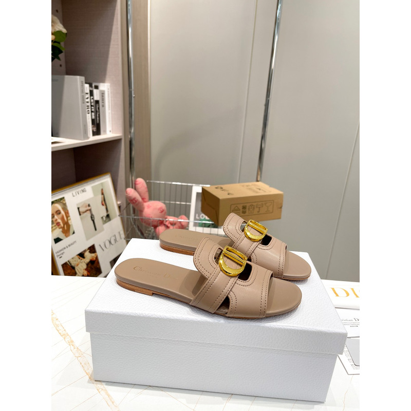 D*or nude leather logo montaigne mules slides