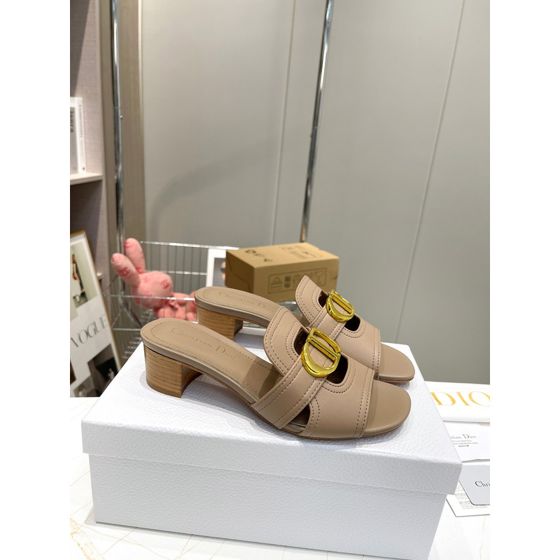 D*or nude leather logo montaigne mules slides