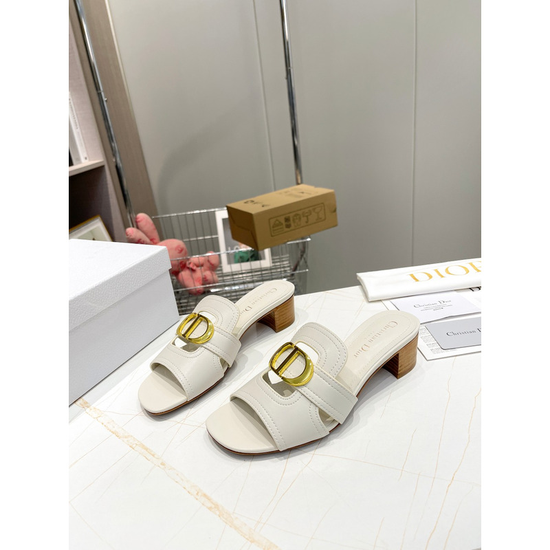 D*or white leather 30 montaigne slide sandals