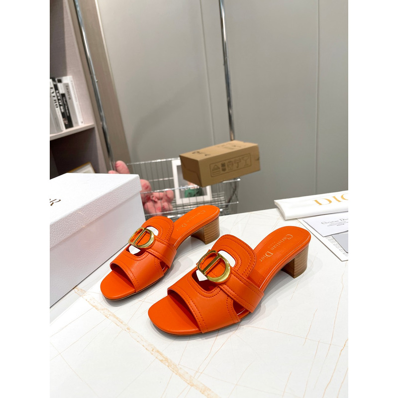 D*or orange leather 30 montaigne slide sandals