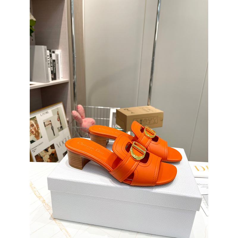 D*or orange leather 30 montaigne slide sandals