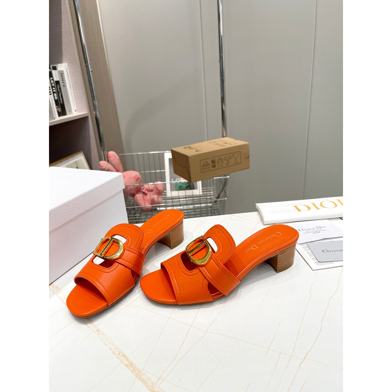 D*or orange leather 30 montaigne slide sandals