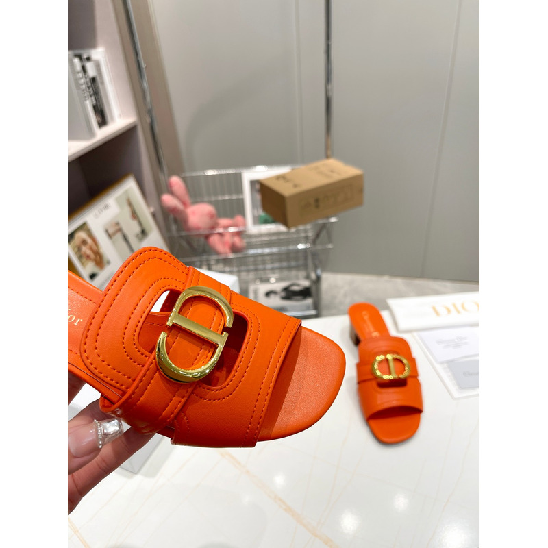 D*or orange leather 30 montaigne slide sandals