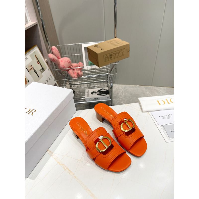 D*or orange leather 30 montaigne slide sandals