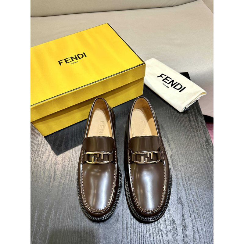 F**di loafers calfskin leather coffe