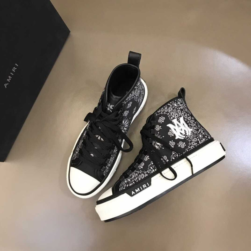 Amiri Bandana Court High Top Sneakers Black