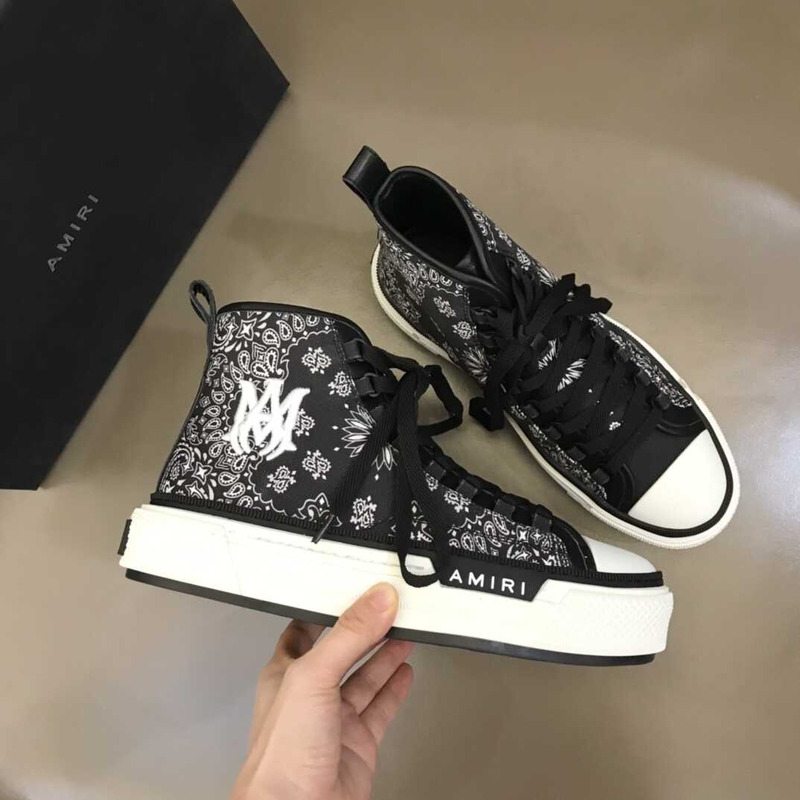 Amiri Bandana Court High Top Sneakers Black