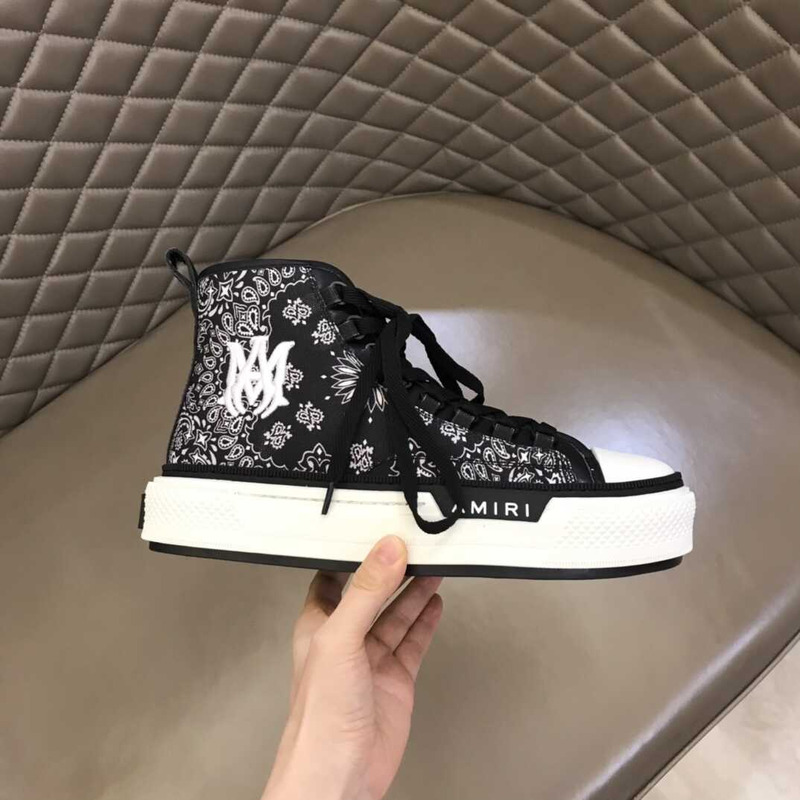 Amiri Bandana Court High Top Sneakers Black