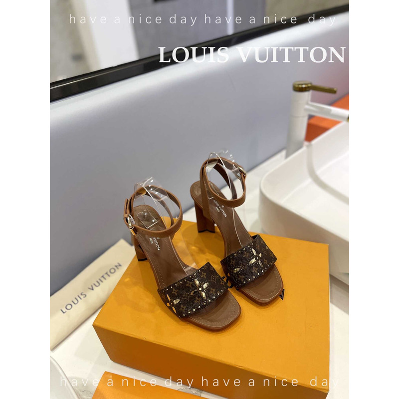 l**is V*t*n leather sandal monogram brown